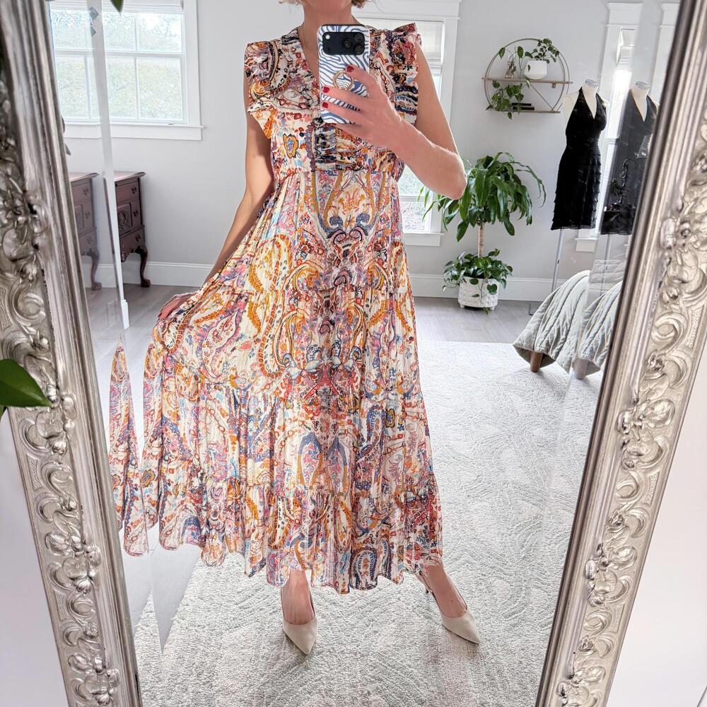 Jade Melody Tam Paisley Print Maxi Dress Size Small